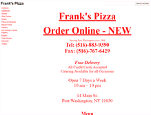 Tablet Screenshot of frankspizzapw.com
